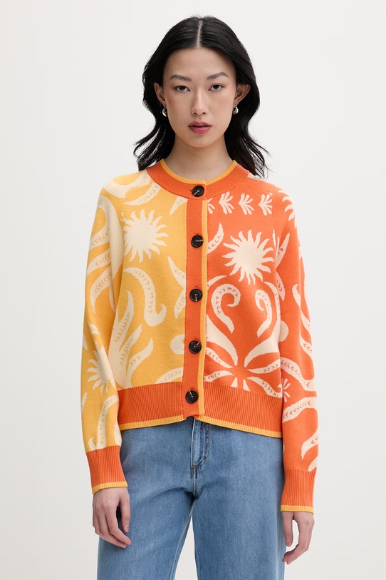 Never Fully Dressed kardigan damski z wiskozą pomarańczowy NFDKN860