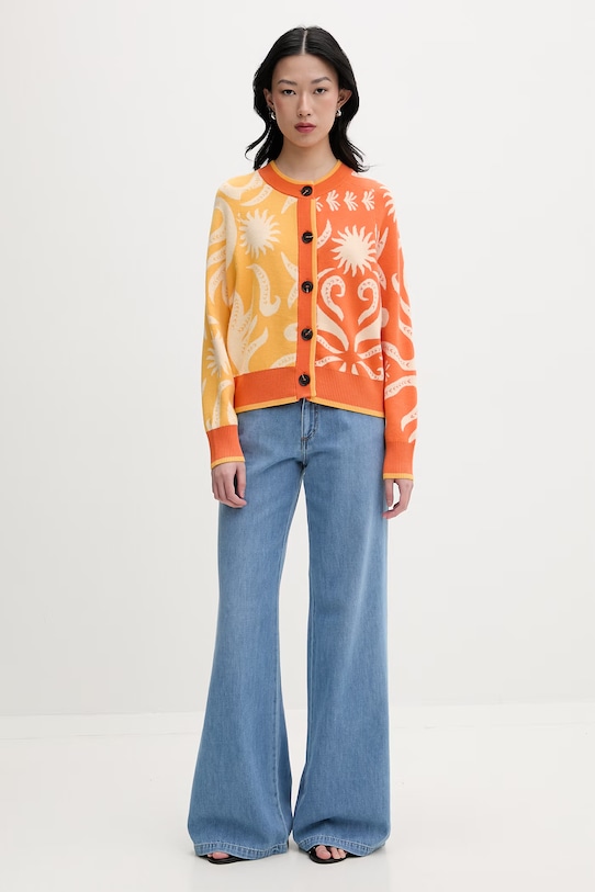 Never Fully Dressed kardigan damski z wiskozą NFDKN860 pomarańczowy SS26