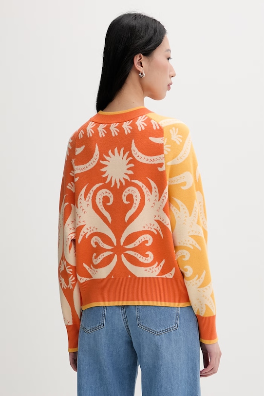 Odzież Never Fully Dressed kardigan damski z wiskozą NFDKN860 pomarańczowy