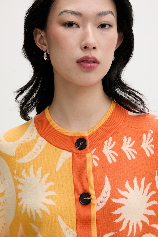 Never Fully Dressed kardigan damski z wiskozą pomarańczowy NFDKN860