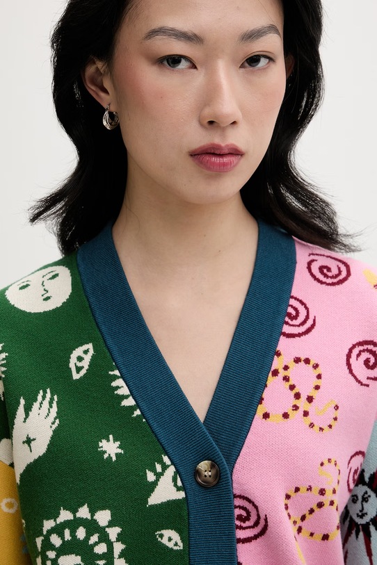 Never Fully Dressed kardigan damski z wiskozą zielony NFDKN869