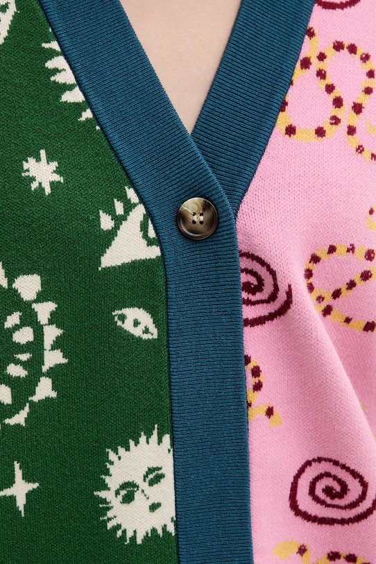 Never Fully Dressed kardigan damski z wiskozą NFDKN869 zielony