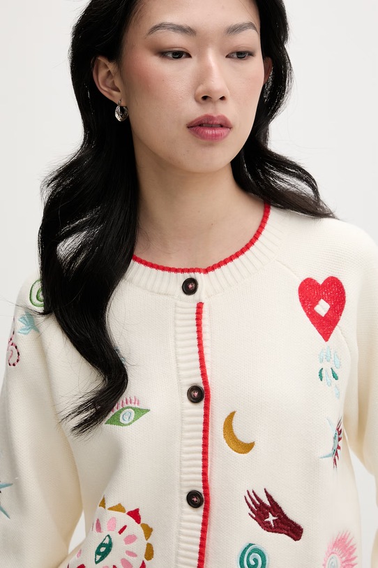 Never Fully Dressed kardigan damski z wiskozą beżowy NFDKN917