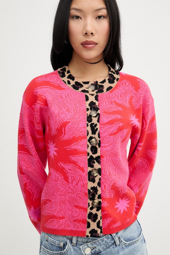 Never Fully Dressed kardigan damski z wiskozą czerwony NFDKN868