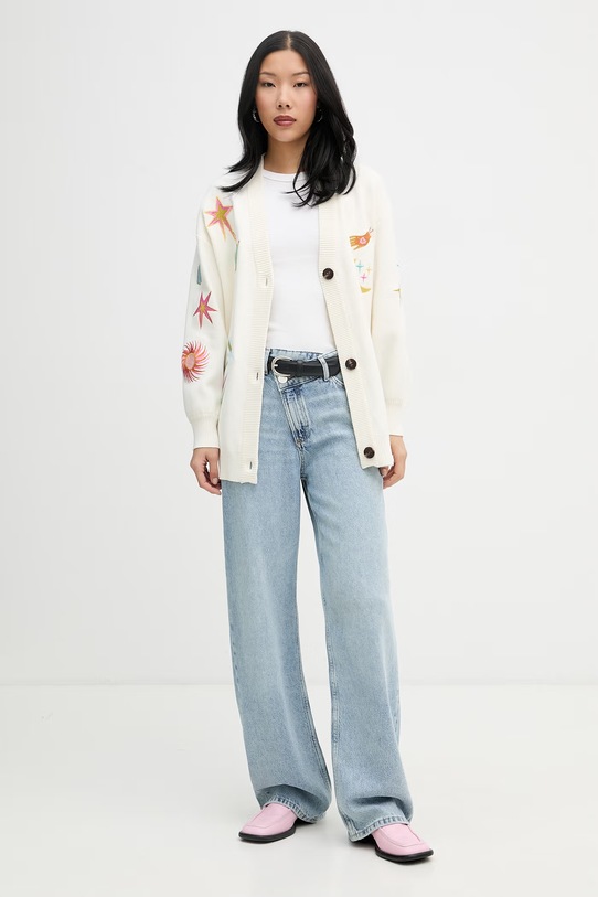 Never Fully Dressed kardigán dámsky s viskózou NFDKN905 béžová SS26