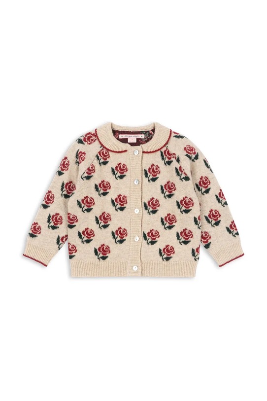 Konges Sløjd kardigan z dodatkiem wełny dziecięcy BELOU KNIT COLLAR CARDIGAN KS104226.PreSpring beżowy SS26