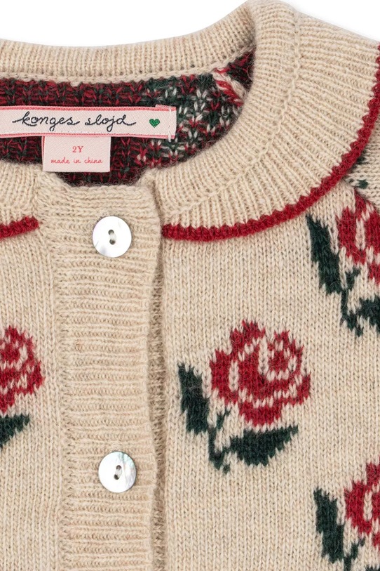 Konges Sløjd kardigan z dodatkiem wełny dziecięcy BELOU KNIT COLLAR CARDIGAN beżowy KS104226.PreSpring