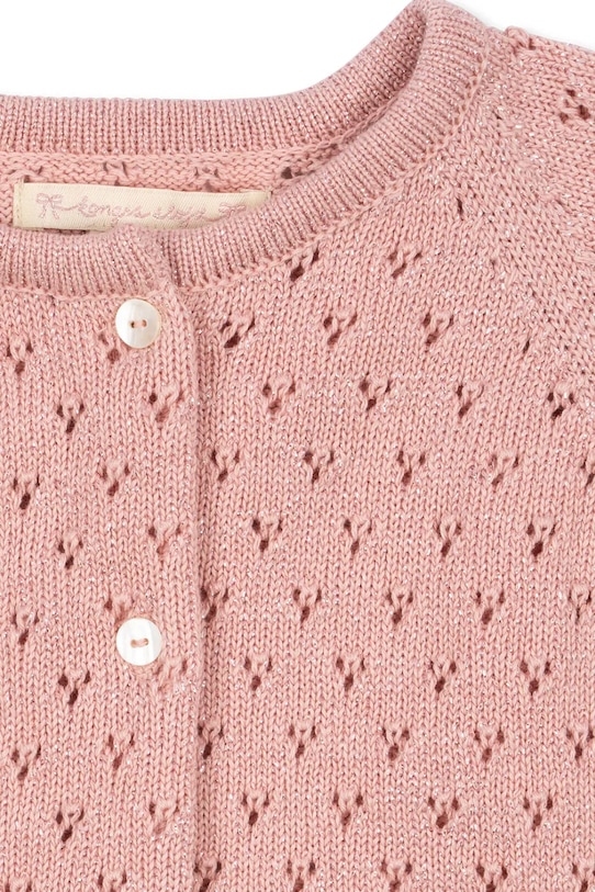 Dziewczynka Konges Sløjd kardigan z bawełną dziecięcy HANNAH CARDIGAN KS104311.PreSpring różowy