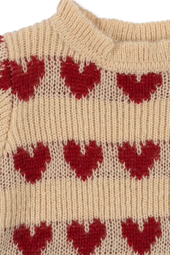 Dziewczynka Konges Sløjd sweter z dodatkiem wełny dziecięcy LAULA SWEATER KS104335.PreSpring beżowy