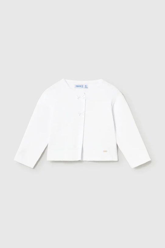 Dječji pamučni kardigan Mayoral bez uzorka bijela 1307.4F.Baby.PPY2