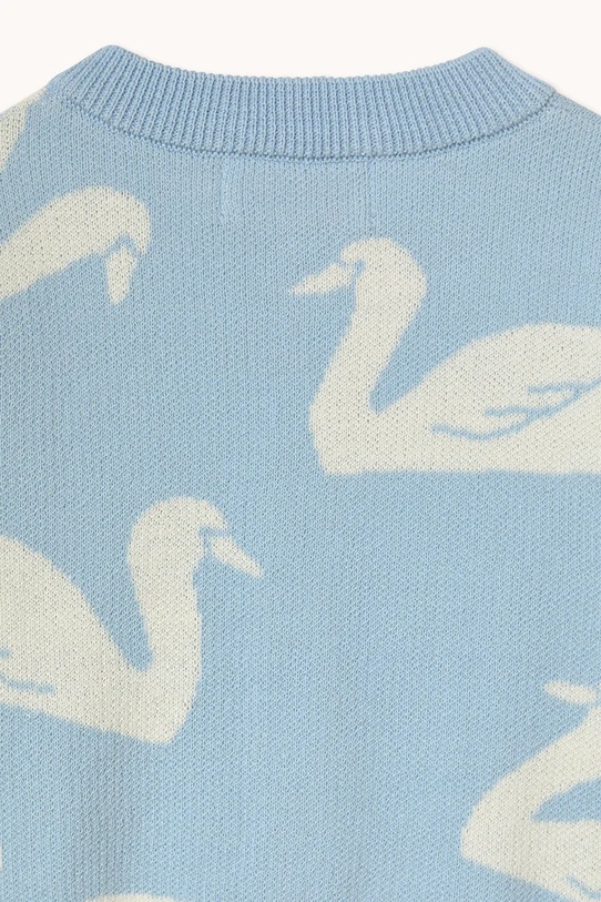 Dziewczynka Tinycottons kardigan bawełniany niemowlęcy BIG SWANS BABY CARDIGAN SS26.383 niebieski