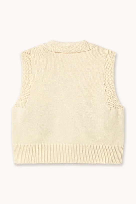 Dziewczynka Tinycottons kamizelka bawełniana dziecięca FLOWERS KNITTED VEST SS26.405 beżowy