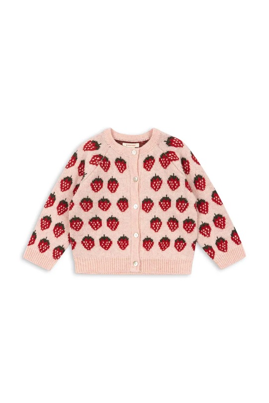 Konges Sløjd kardigan z dodatkiem wełny dziecięcy BELOU KNIT CARDIGAN średniej grubości różowy KS104693.PPY2
