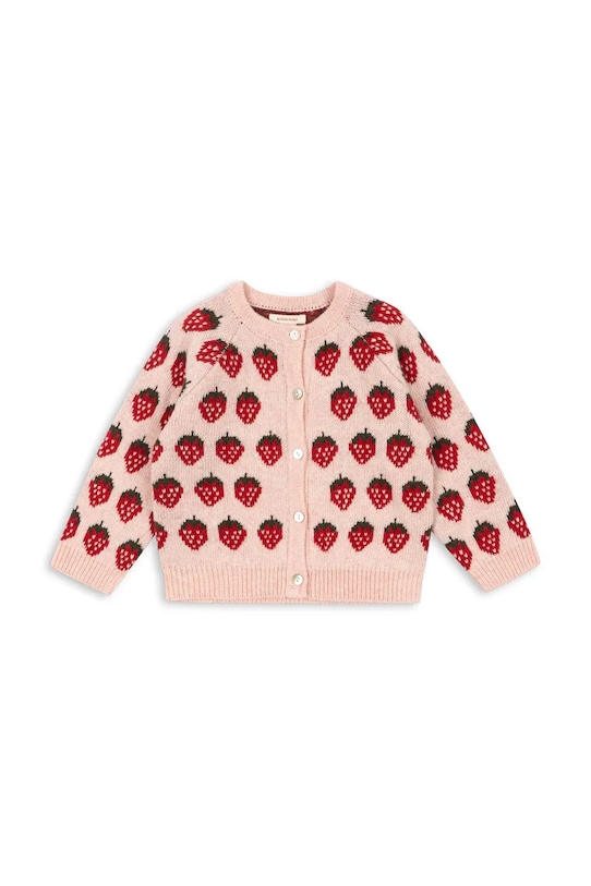 Konges Sløjd kardigan z dodatkiem wełny dziecięcy BELOU KNIT CARDIGAN średniej grubości różowy KS104693.PPY2