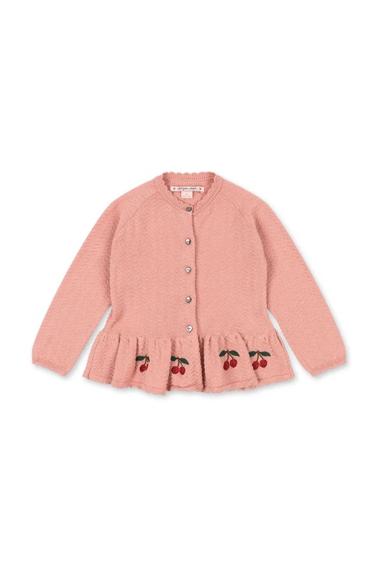 Konges Sløjd kardigan bawełniany dziecięcy CYPRES CARDIGAN GOTS aplikacja różowy KS104755.PPY2