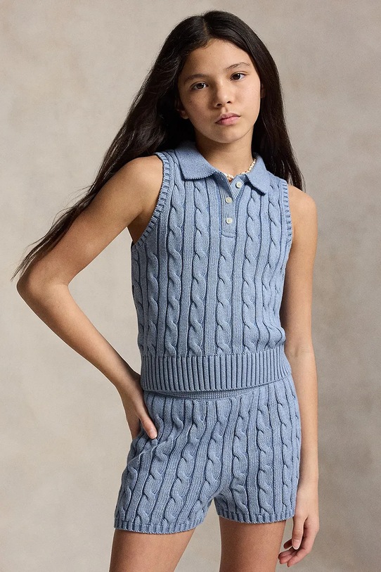 Dětská bavlněná vesta Polo Ralph Lauren středně silná modrá 313A11248002