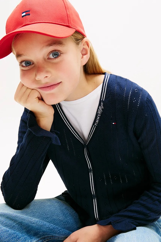Tommy Hilfiger kardigan dziecięcy bawełniany KG0KG09361.128.176.PPY2 granatowy