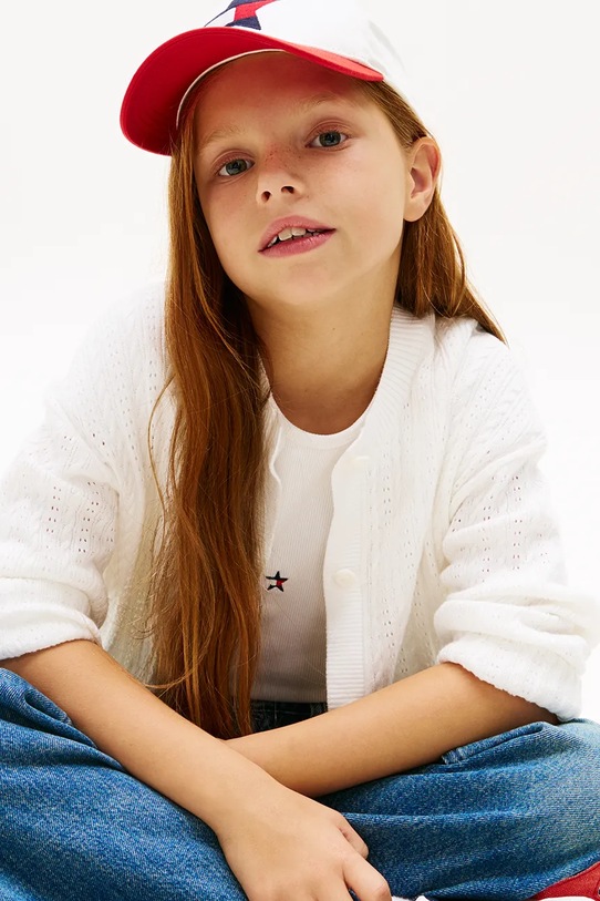 Tommy Hilfiger kardigan dziecięcy bawełniany KG0KG09378.98.122.PPY2 biały