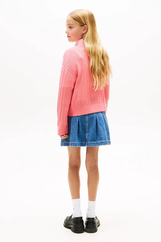 Tommy Hilfiger kardigan dziecięcy bawełniany różowy KG0KG09378.98.122.PPY2