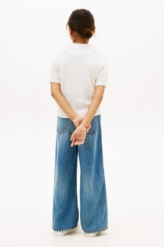 Tommy Hilfiger sweter z krótkim rękawem dziecięcy bawełniany biały KG0KG09524.128.176.PPY2