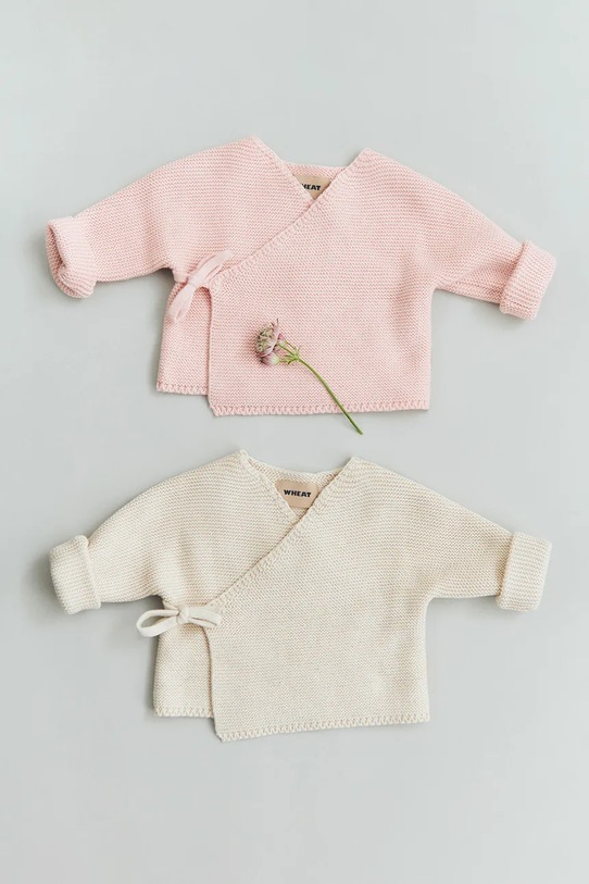 Wheat kardigan bawełniany niemowlęcy beżowy 6585.560.GOTS