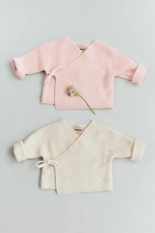 Wheat kardigan bawełniany niemowlęcy beżowy 6585.560.GOTS