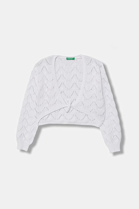 United Colors of Benetton kardigan dziecięcy ażurowy biały 13KNC601Z.G.Stagionale