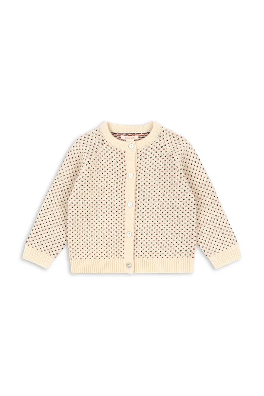 Konges Sløjd kardigan z dodatkiem wełny dziecięcy BILLI KNIT CARDIGAN wzorzyste beżowy KS104233.PreSpring