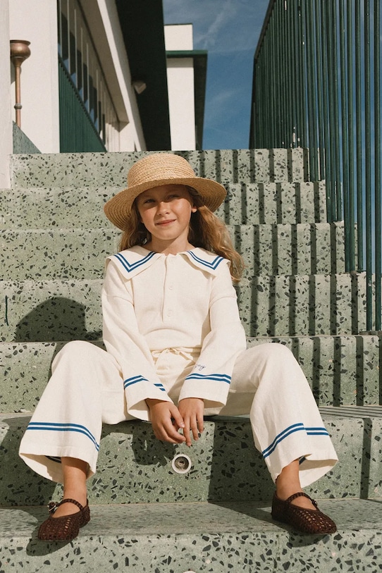 Tinycottons sweter bawełniany dziecięcy SAILOR TINY CARDIGAN drobny wzór beżowy SS26.373