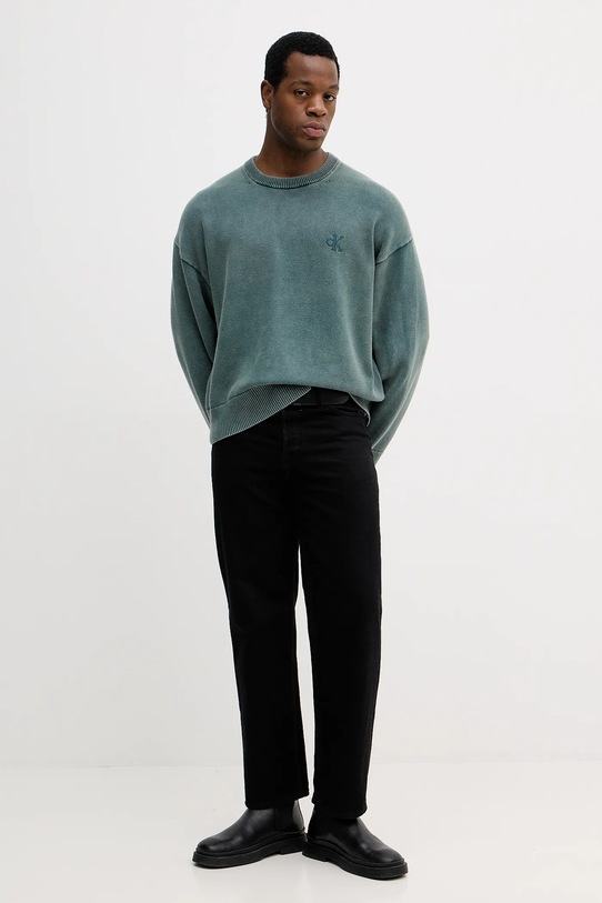Бавовняний светр Calvin Klein Jeans LV04RE300G зелений SS26