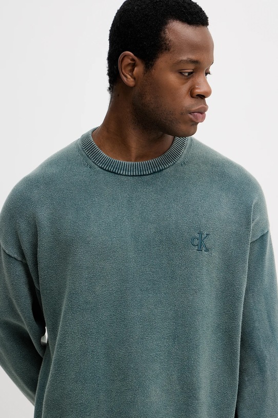 Calvin Klein Jeans sweter bawełniany zielony LV04RE300G