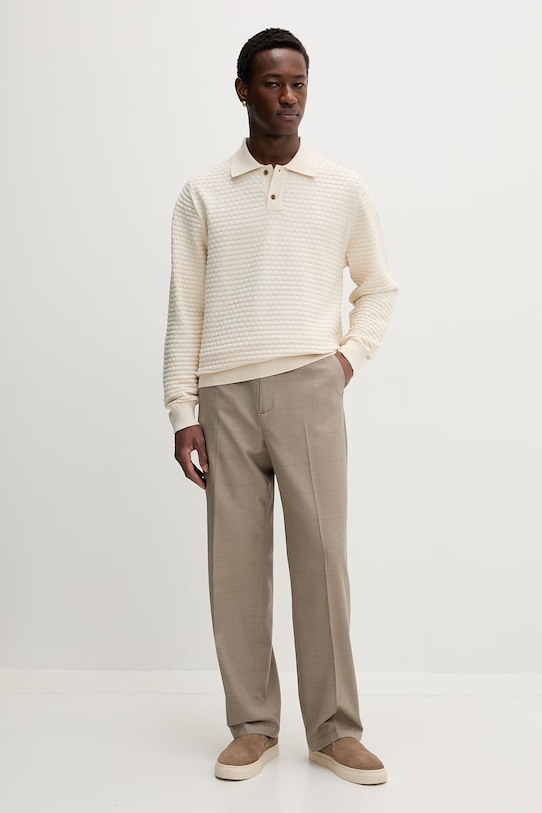 Les Deux sweter męski bawełniany Billy 1001333 beżowy SS26