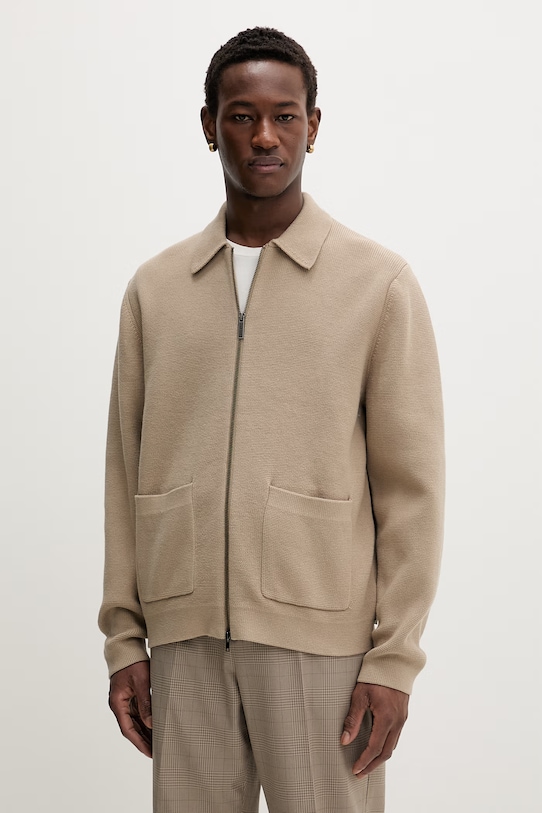 Les Deux kardigan męski bawełniany Fischer brązowy 1001360