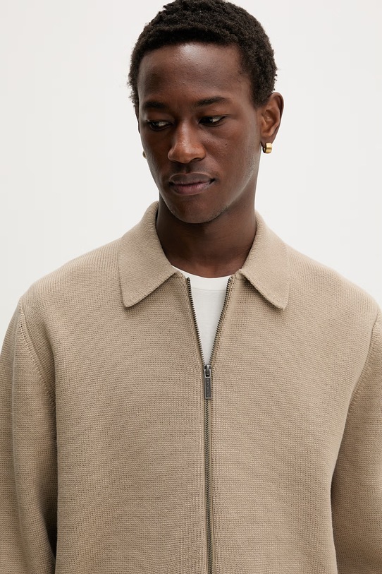 Les Deux kardigan męski bawełniany Fischer brązowy 1001360