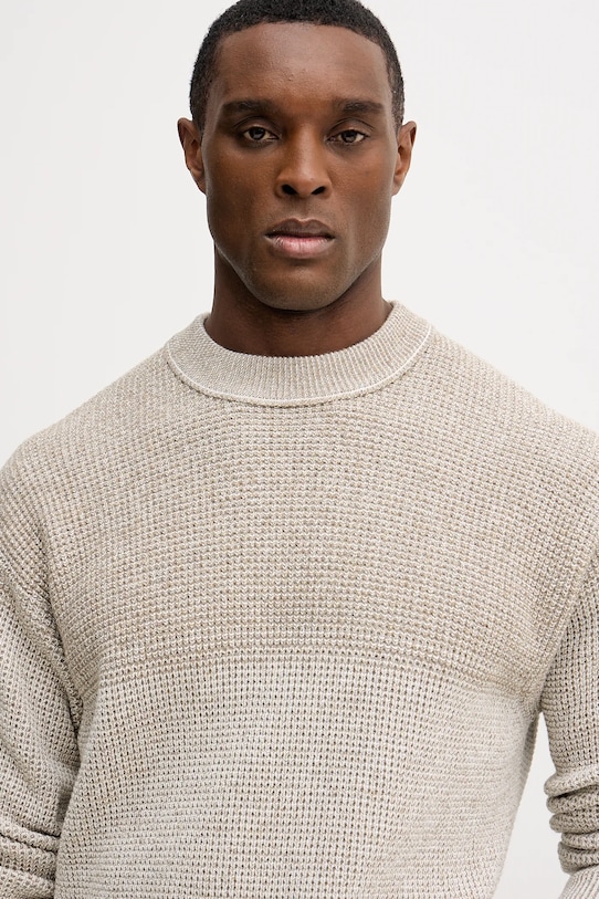 BOSS Orange sweter z dodatkiem wełny Kartney beżowy 50555873