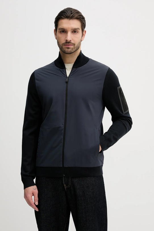 BOSS Green kardigan z dodatkiem wełny KN_Momentum-X HY pozostałe granatowy 50556153