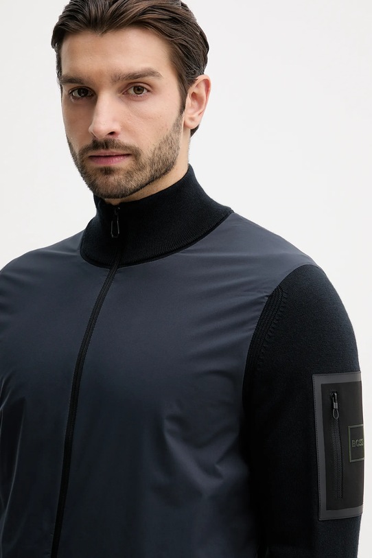 BOSS Green kardigan z dodatkiem wełny KN_Momentum-X HY granatowy 50556153