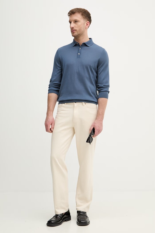 BOSS sweter wełniany Lancione 50476355 niebieski SS26