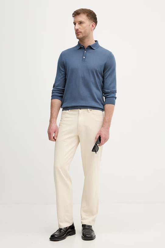 BOSS sweter wełniany Lancione 50476355 niebieski SS26