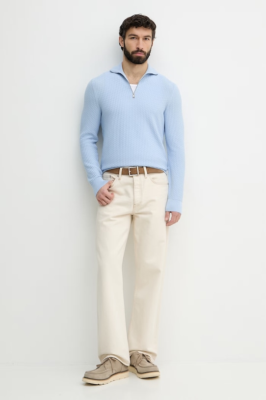 BOSS sweter bawełniany H-Ulicio 50555118 niebieski SS26