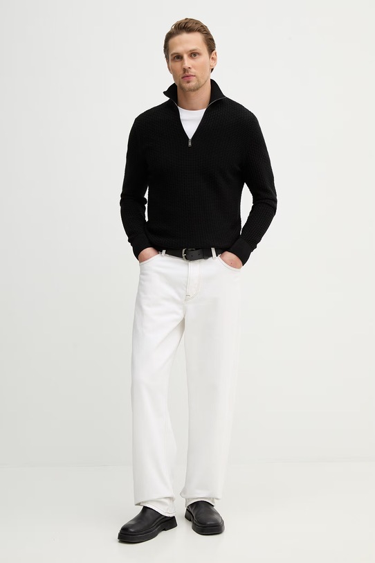 Βαμβακερό πουλόβερ BOSS H-Ulicio 50555118 μαύρο SS26