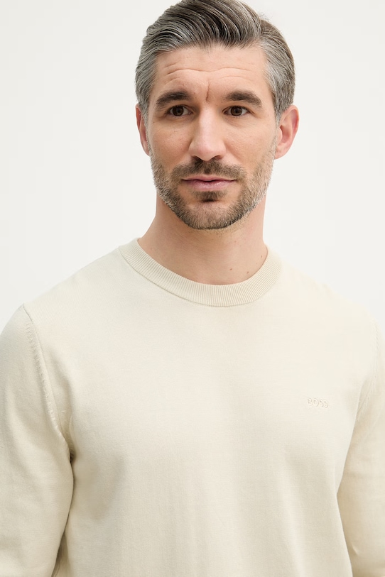 BOSS sweter bawełniany Upacas-L beżowy 50556344