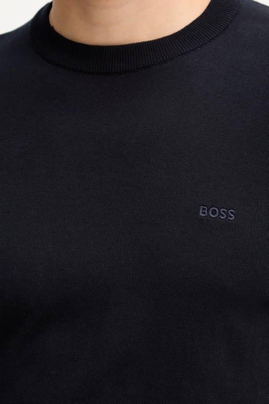 Памучен пуловер BOSS Upacas-L 50556344 тъмносин