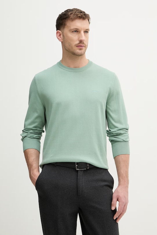 BOSS sweter bawełniany Upacas-L bawełna zielony 50556344