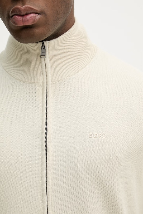 BOSS kardigan bawełniany Upalano-L 50556345 beżowy