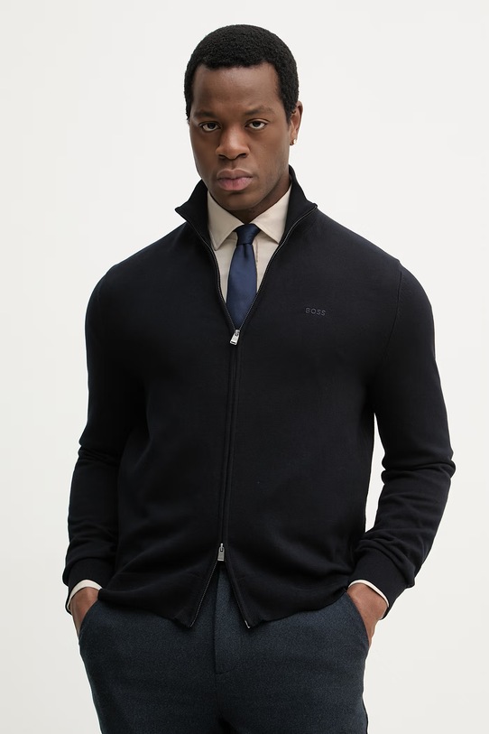 BOSS kardigan bawełniany Upalano-L bawełna granatowy 50556345