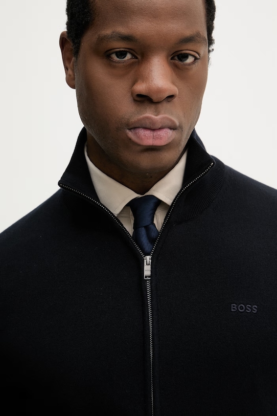 BOSS kardigan bawełniany Upalano-L granatowy 50556345