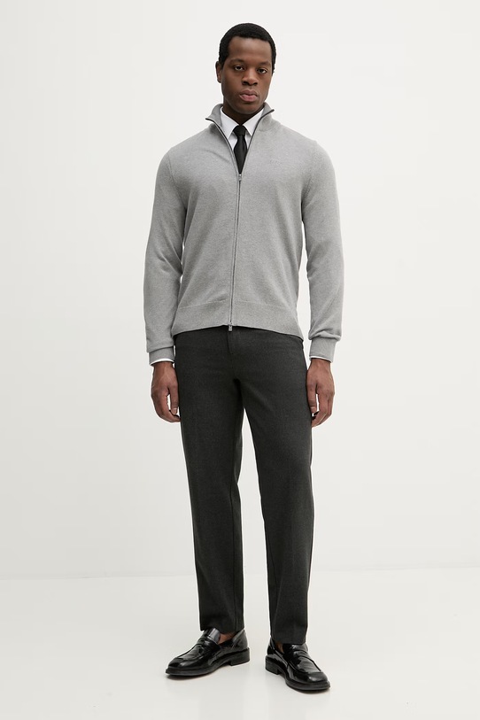 BOSS kardigan bawełniany Upalano-L 50556345 szary SS26