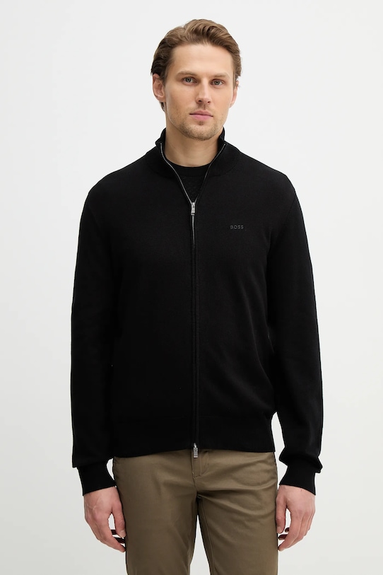 BOSS kardigan bawełniany Upalano-L bawełna czarny 50556345
