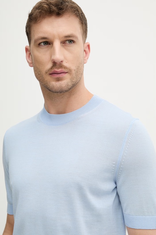 BOSS t-shirt wełniany H-Umauro niebieski 50560476